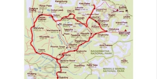 Everest Three Passes Route Map