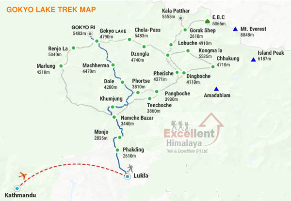 Map of Gokyo Lake Trek