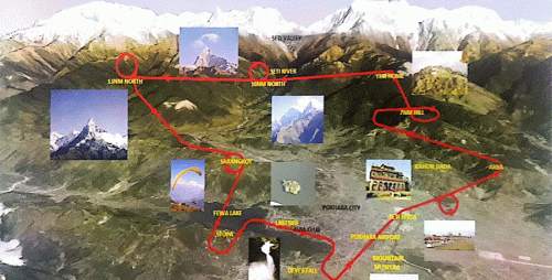 Ultralight flight pokhara route map 60 minutes