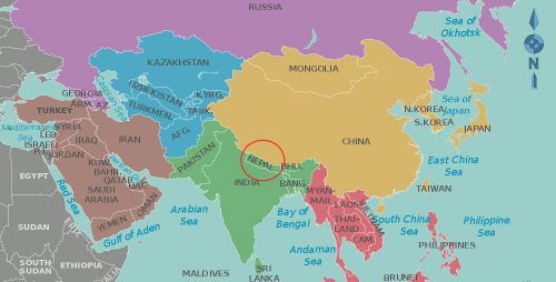 Nepal in the Asia Map
