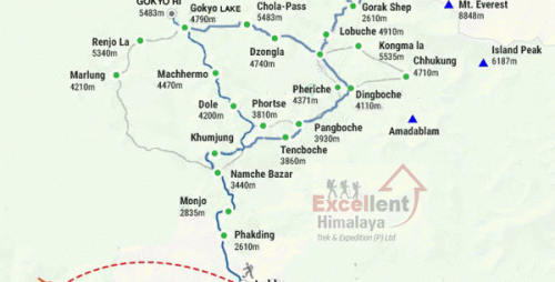 Map of Everest Base Camp Gokyo Lake Trek