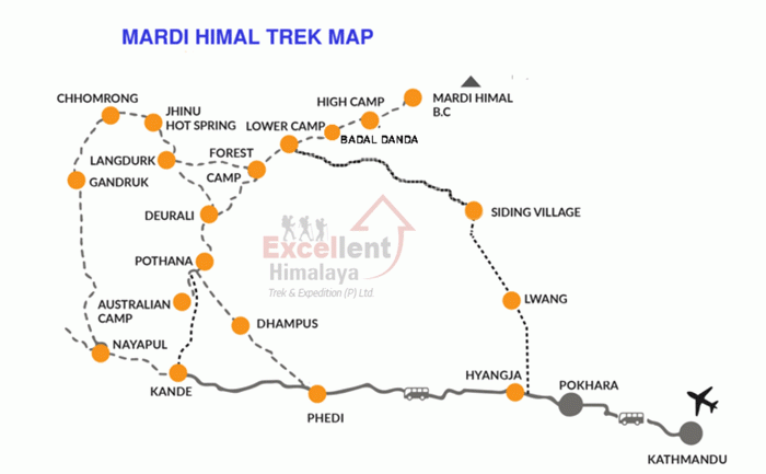 Mardi Himal Trek Map