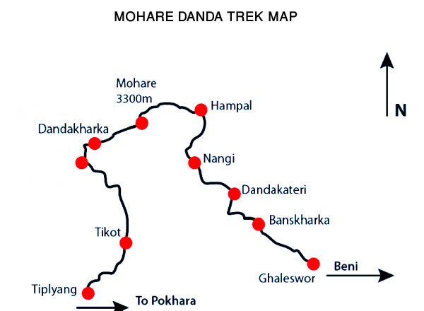 Mohare Danda Trek Map