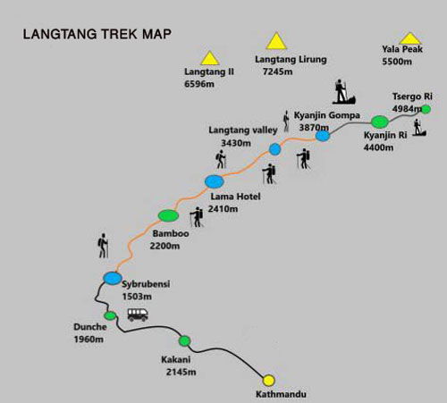 Langtang-Trek-Route-Map - Excellent Himalaya Trek & Expedition