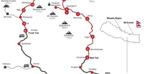 Manaslu Trek Route Map guide